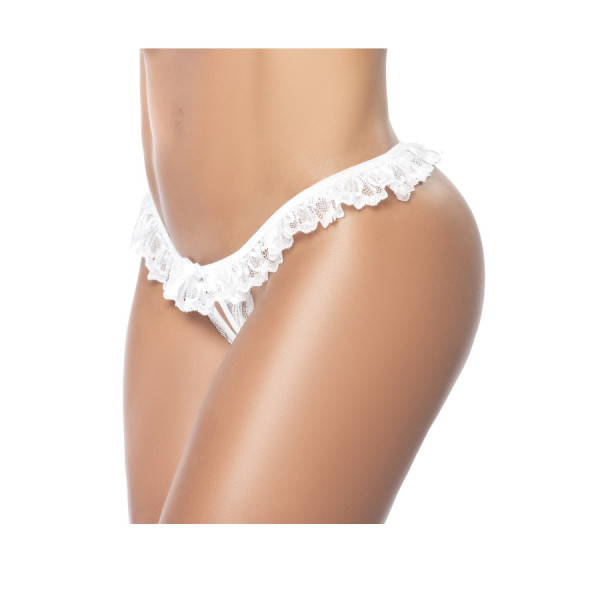 Culotte ouverte blanche avec froufrou en dentelle 